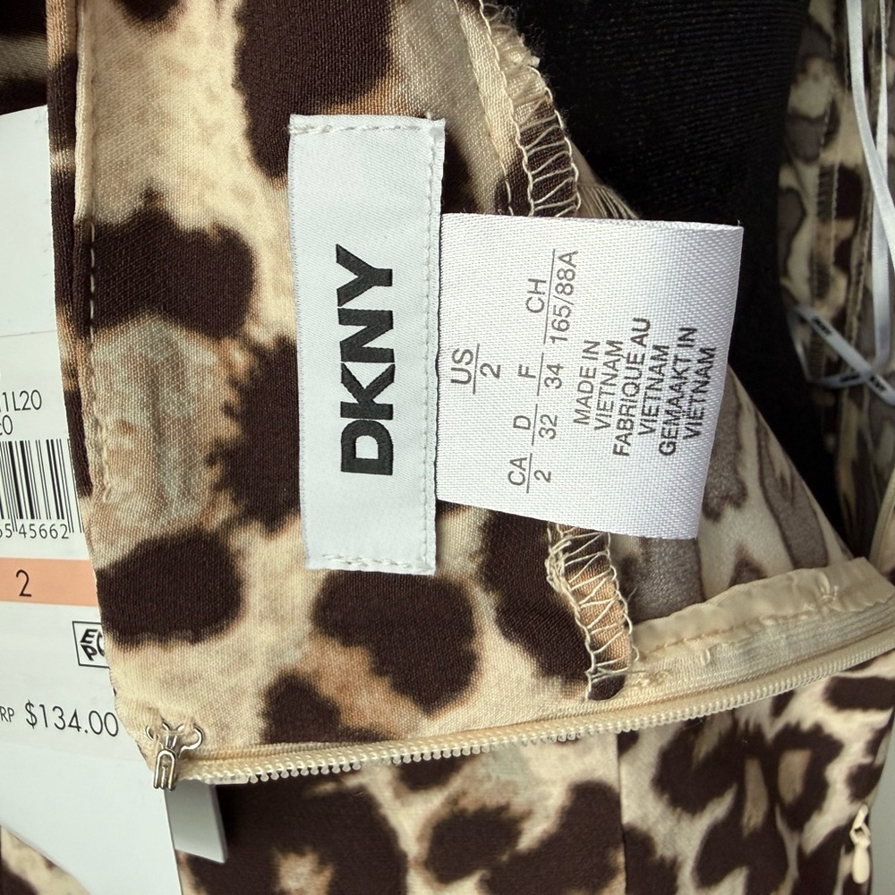 NWT DKNY Criss Cross Sleeveless Leopard Print Bodycon Dress Size 2 - Picture 8 of 9
